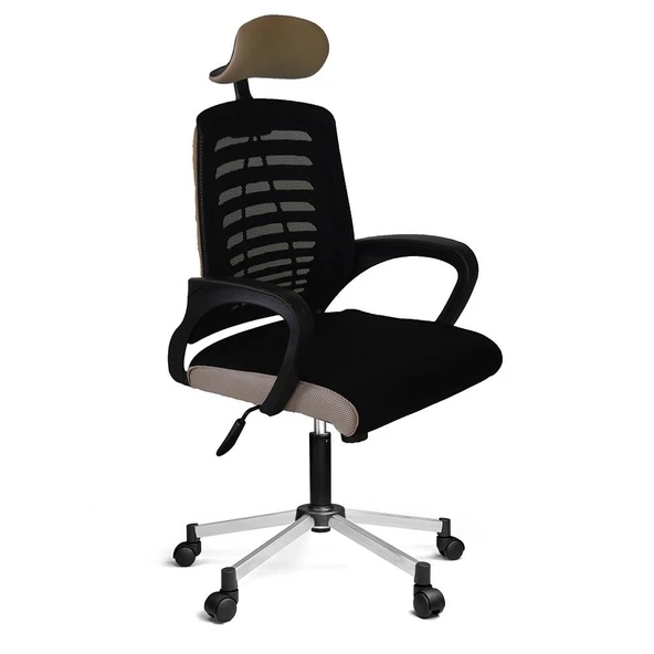 Türksit Karizma File Müdür Koltuğu Metalik Gri Boyalı Ayak Siyah-Krem