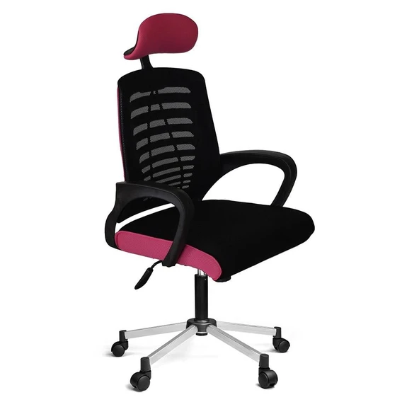 Türksit Karizma File Müdür Koltuğu Metalik Gri Boyalı Ayak Siyah-Pembe