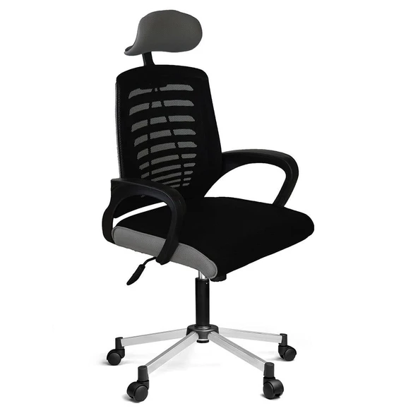 Türksit Karizma File Müdür Koltuğu Metalik Gri Boyalı Ayak Siyah-Gri ürün görseli