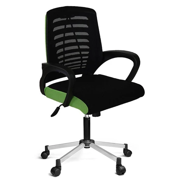 Türksit Karizma File Çalişma Koltuğu Metalik Gri Boyalı Ayak Siyah- F,Yeşil