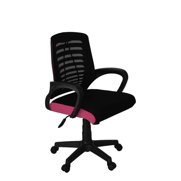 Türksit Karizma File Çalişma Koltuğu Plastik Ayak Siyah-Pembe