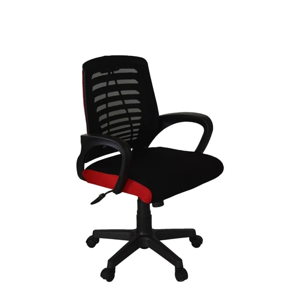 Türksit Karizma File Çalişma Koltuğu Plastik Ayak Siyah-Kirmizi