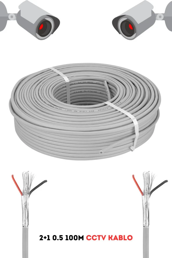 FURY 2+1 0.5 mm 100 Metre Cctv Kablo Güvenlik Kamera Kablosu - 2