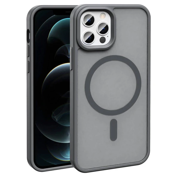 Vendas iPhone 12 Pro Kılıf Magsafe Şarj Özellikli Mat Arka Yüzey Zore Sio Kapak - Resim 3