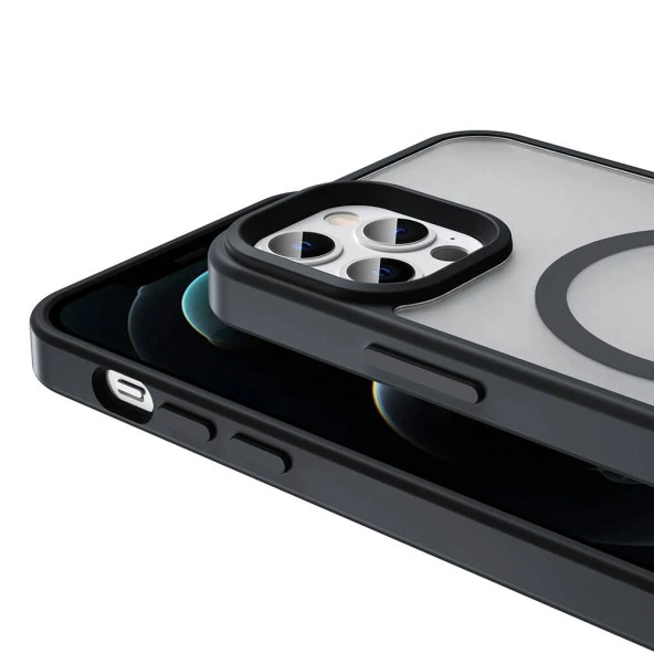 Vendas iPhone 12 Pro Kılıf Magsafe Şarj Özellikli Mat Arka Yüzey Zore Sio Kapak - Resim 7