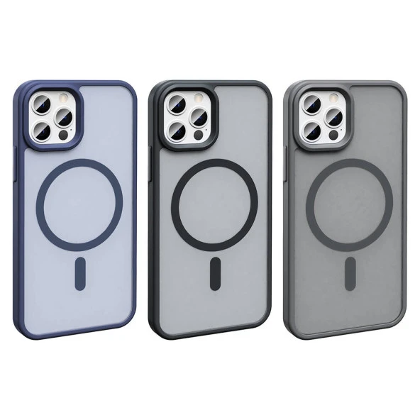 Vendas iPhone 12 Pro Kılıf Magsafe Şarj Özellikli Mat Arka Yüzey Zore Sio Kapak - Resim 9