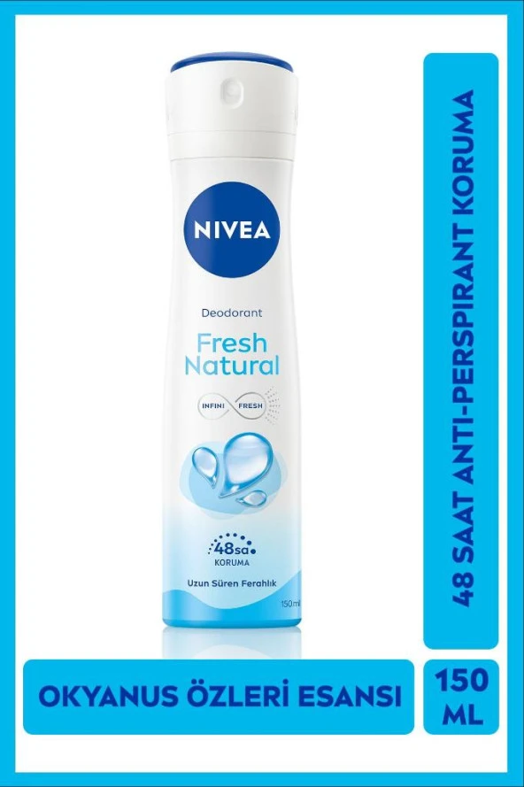 Nivea Fresh Natural Kadın Sprey Deodorant 150 Ml,48 Saat Koruma,hızlı Kuruma, Uzun Süren Ferahlık