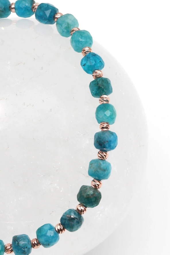 Renkli Kuvars Doğal Taş Makrome Örme Bileklik Küp Kesim - Resim 2