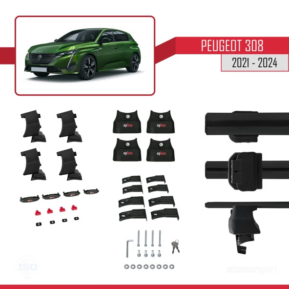 Peugeot 308 2021 ve Sonrası ile Uyumlu ACE-4 Ara Atkı Tavan Barı SİYAH - 4