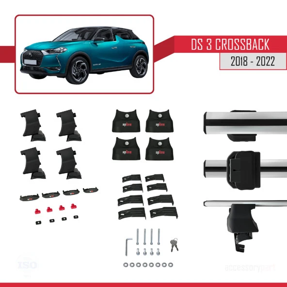 DS 3 Crossback 2018-2022 Arası ile uyumlu ACE-4 Ara Atkı Tavan Barı GRİ - 3