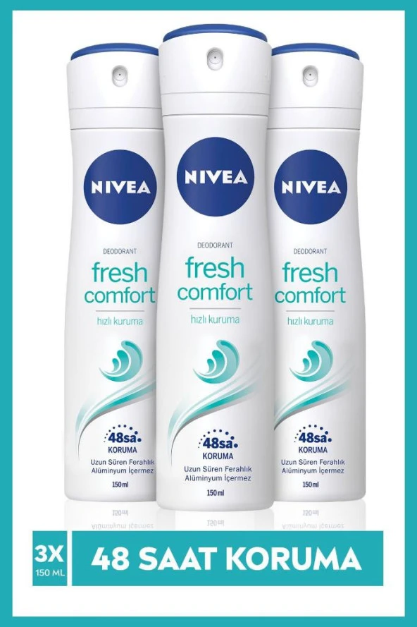 Nivea Fresh Comfort  Kadın Sprey Deodorant 150 ml 3'Lü