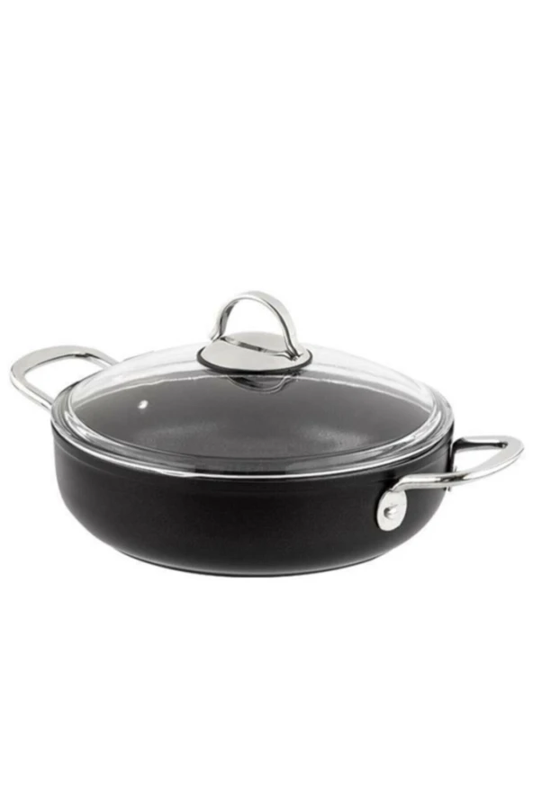 Nehir Titanium Siyah Basık Tencere 22 Cm.