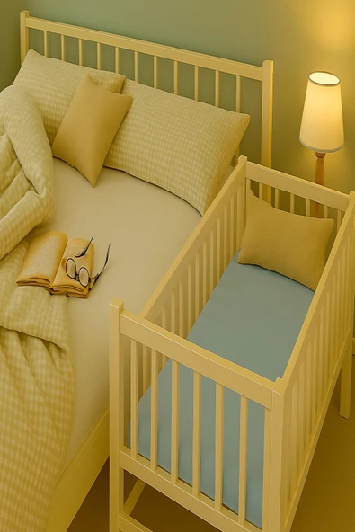 3 Adet 40 x 80 + 10 cm Anne Yanı Lastikli Penye Kumaş Bebek Çarşafı - Resim 2