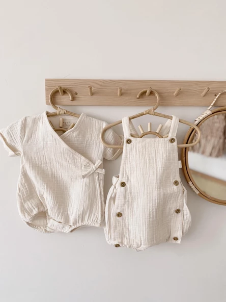 Naturaborn GOTS Organik Sertifikalı Müslin Kimono Yaka Bebek Body - 9