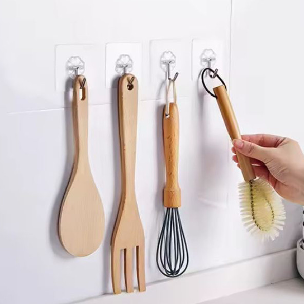 5'li Paket Pratik Şeffaf Yapışkanlı Askılar, Su ve Yağ Dayanıklı - Ağır Yük Taşıma Kapasitesi, Mutfak ve Banyo İçin