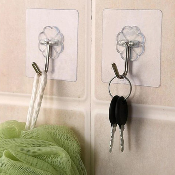 5'li Paket Pratik Şeffaf Yapışkanlı Askılar, Su ve Yağ Dayanıklı - Ağır Yük Taşıma Kapasitesi, Mutfak ve Banyo İçin - 2