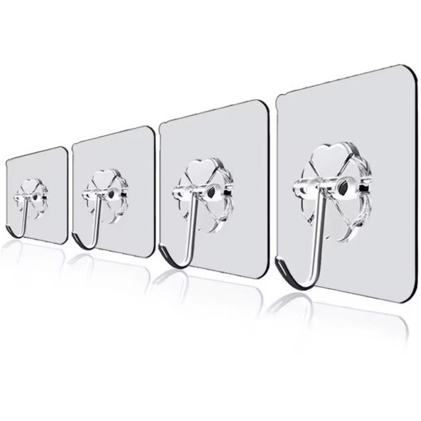 5'li Paket Pratik Şeffaf Yapışkanlı Askılar, Su ve Yağ Dayanıklı - Ağır Yük Taşıma Kapasitesi, Mutfak ve Banyo İçin - 6