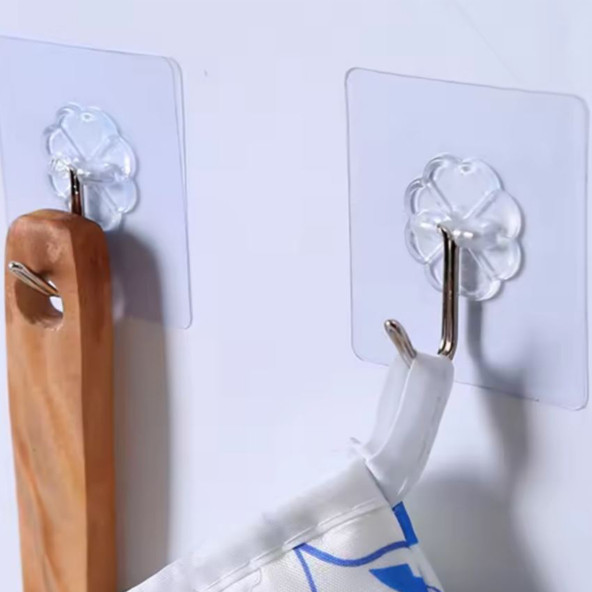 5'li Paket Pratik Şeffaf Yapışkanlı Askılar, Su ve Yağ Dayanıklı - Ağır Yük Taşıma Kapasitesi, Mutfak ve Banyo İçin - 8