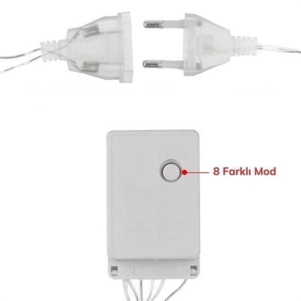 8 Fonksiyonlu 16 Saçaklı Perde Led 3 x 1 (Günışığı) - 4