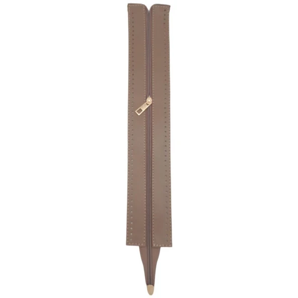 Angel Çanta Aksesuar 40 cm Derili Fermuar Vizon Renk Light Gold Metalli - 2