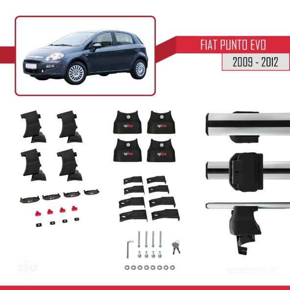 Fiat Punto Evo (199) 2009-2012 Arası ile uyumlu ACE-4 Ara Atkı Tavan Barı GRİ - 3