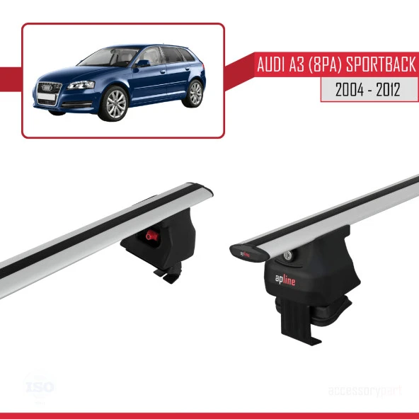Audi A3 (8PA) Sportback 2004-2012 Arası ile uyumlu ACE-4 Ara Atkı Tavan Barı GRİ