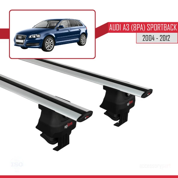 Audi A3 (8PA) Sportback 2004-2012 Arası ile uyumlu ACE-4 Ara Atkı Tavan Barı GRİ - 2