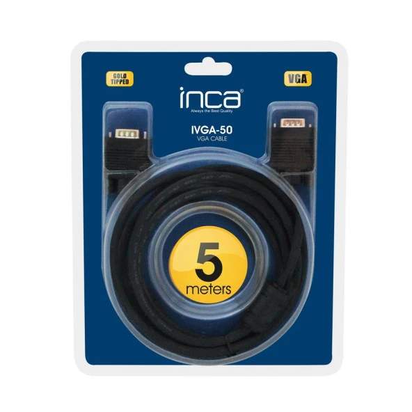Inca VGA 5 Metre Altın Uçlu Blister VGA Kablo %99.5 Bakır