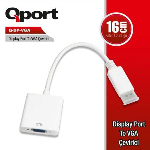 QPORT Display Port to Vga Çevirici Converter Q-DP-VGA