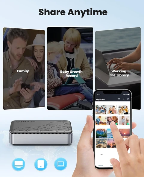 2,5 İnç SATA HDD/SSD Sabit Disk Muhafazası, Kişisel Depolama ve Özel Bulut, APP Bağlantısı, Akıllı Yedek Manyetik Kapak - 3