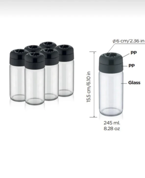 Kapris 6'lı Cam Baharatlık Seti 245 ml 00101 - 3