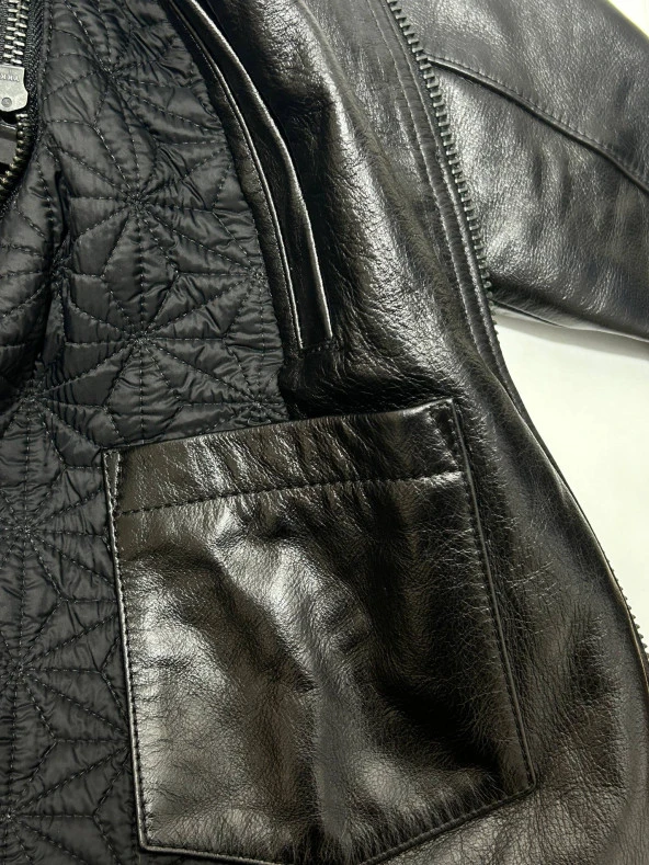 Fiocchi Sırt Desenli Kadın Deri Ceket - 9