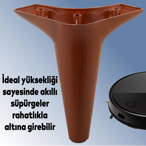 Mobilya Kanepe Sehpa TV Ünitesi Koltuk Ayağı 15 cm Kahverengi Baza Ayak 12'li Set - Resim 4