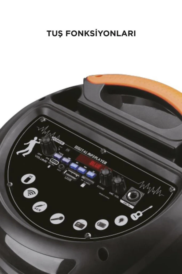 Torima D27 Siyah RGB Işıklı Mikrofonlu Kumandalı USB/TF/FM/MIC/BT Bluetooth Hoparlör - Resim 5