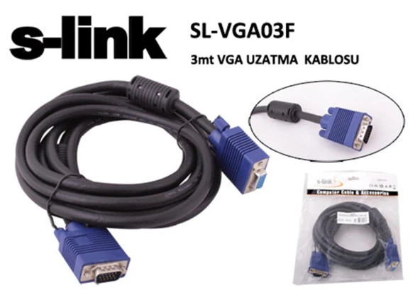 S-link 3 Metre e-d Ekran Kartı Vga Uzatma