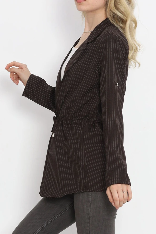 Çizgili Blazer Ceket Kahve - 18726.1826. - 3
