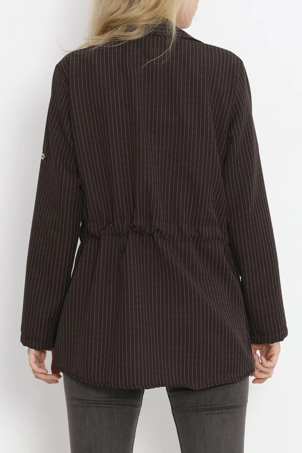 Çizgili Blazer Ceket Kahve - 18726.1826. - 8