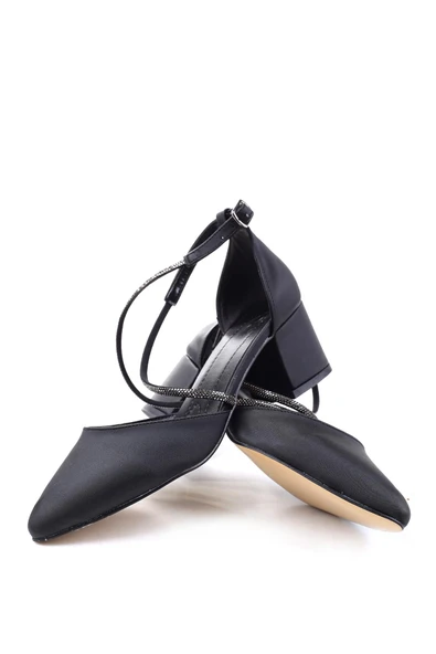 Ceylan 3909 Kadın Taş Detaylı  5,5 Cm Topuklu Saten Ayakkabı - Resim 10