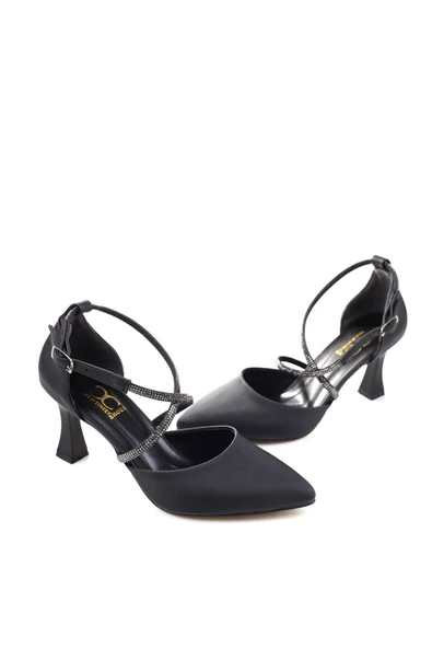 Ceylan 901 Kadın Saten Taş Detaylı  7,5 Cm Topuklu Ayakkabı ürün görseli 1