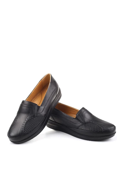 Papuç Sepeti 3775 Kadın Büyük Numara Ortopedik Taban Deri Ayakkabı - Resim 3