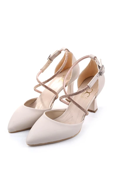 Ceylan 901 Kadın Saten Taş Detaylı  7,5 Cm Topuklu Ayakkabı - Resim 6