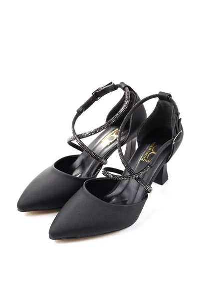 Ceylan 901 Kadın Saten Taş Detaylı  7,5 Cm Topuklu Ayakkabı - Resim 5