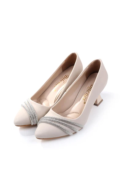 Bilener 3921 Kadın 6 cm Topuklu Taşlı & Cilt Ayakkabı - Resim 4