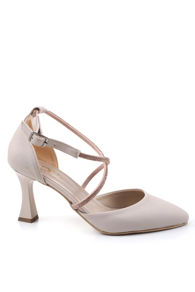 Ceylan 901 Kadın Saten Taş Detaylı  7,5 Cm Topuklu Ayakkabı - Resim 4