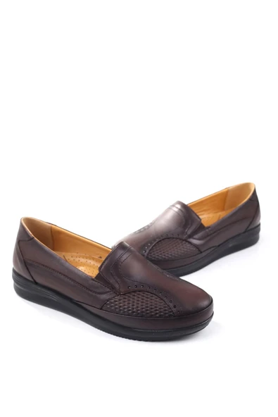 Papuç Sepeti 3775 Kadın Büyük Numara Ortopedik Taban Deri Ayakkabı - Resim 2