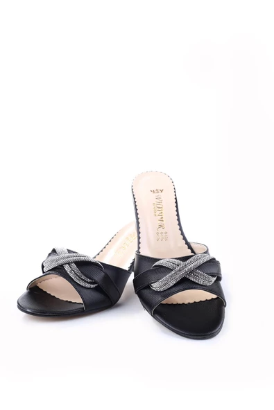 Papuç Sepeti 3925 Kare Topuk Taş Detaylı  Bayan Terlik - 7