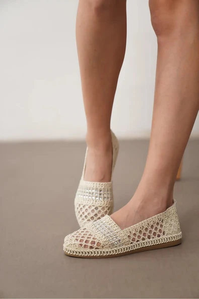 Papuç Sepeti 3958 Kadın Dantel Örme Günlük Ayakkabı - Resim 4