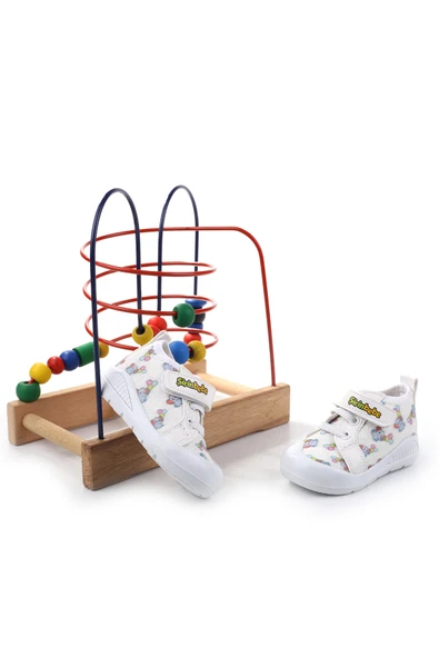 Şirin Bebe 3815 İlk Adım Ortopedik Kız Bebek Yazlık Keten Ayakkabı - Resim 2