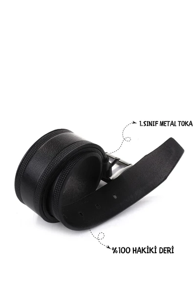 Papuç Sepeti Smt-3986 Erkek Hakiki Deri Klasik Kot Kemeri - Resim 5