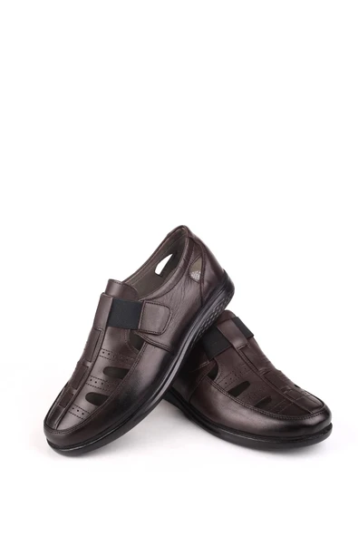 Walkenzo 3901 Ortopedik Hakiki Deri Erkek Sandalet Ayakkabı - 11